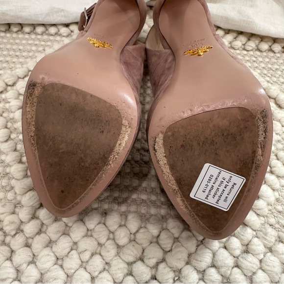 Prada suede ankle strap platform peep toe purple high heels - Picture 7 of 11